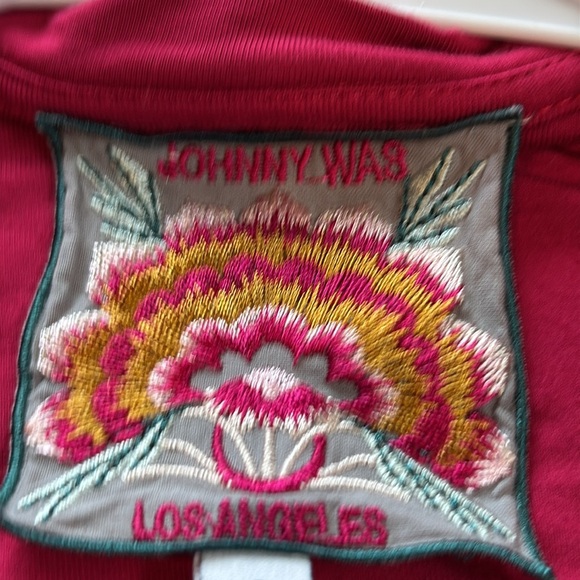 Johnny Was Pink V-Neck Blouse with 3/4 Sleeves - Picture 8 of 9